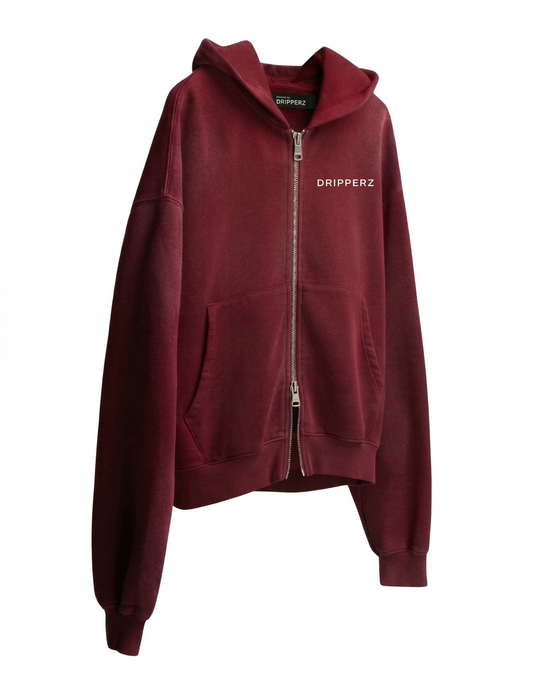 Signature Maroon Double Zipper Hoodie