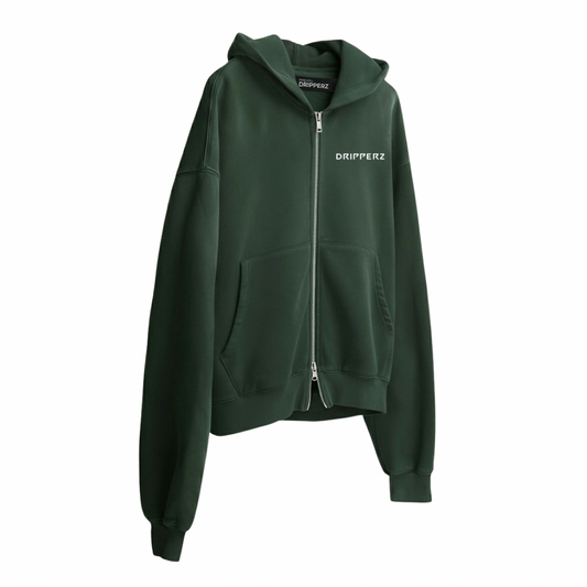 Signature Olive Green Double Zipper Hoodie